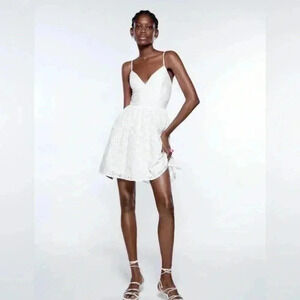 Bustier WHITE  style Embroidered cotton mini Dress ZARA